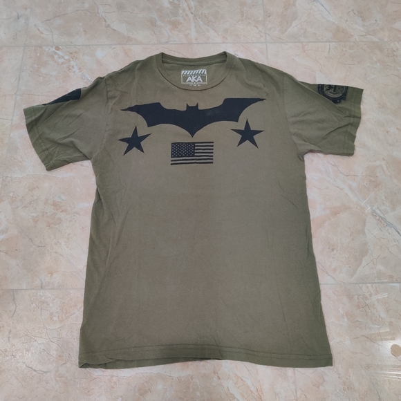 Olive Green Batman DC Logo USA Military Style Tee Shirt - Picture 1 of 7